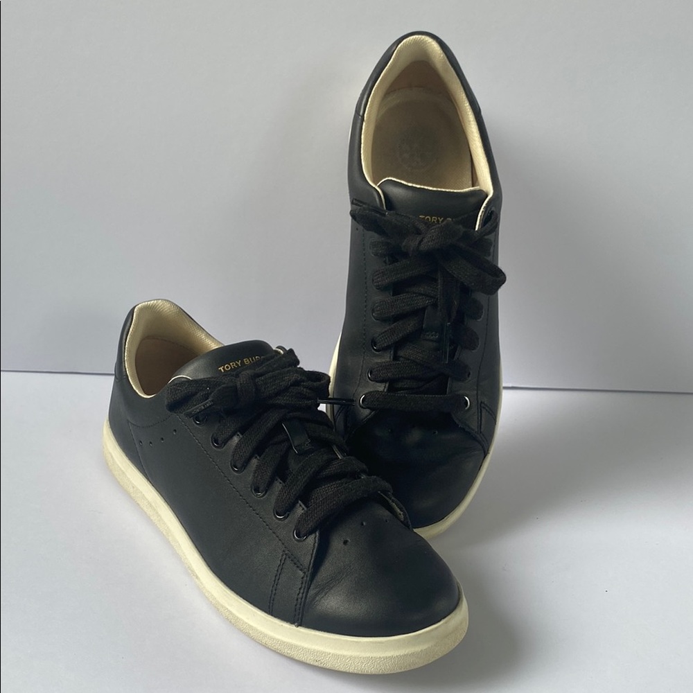 Tory Burch Black Leather Sneakers Minimalist Design
